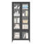 Grande armoire de rangement en métal avec 4 portes en verre et 5 tablettes latérales avec armoire et armoire en verre trempé renforcé
