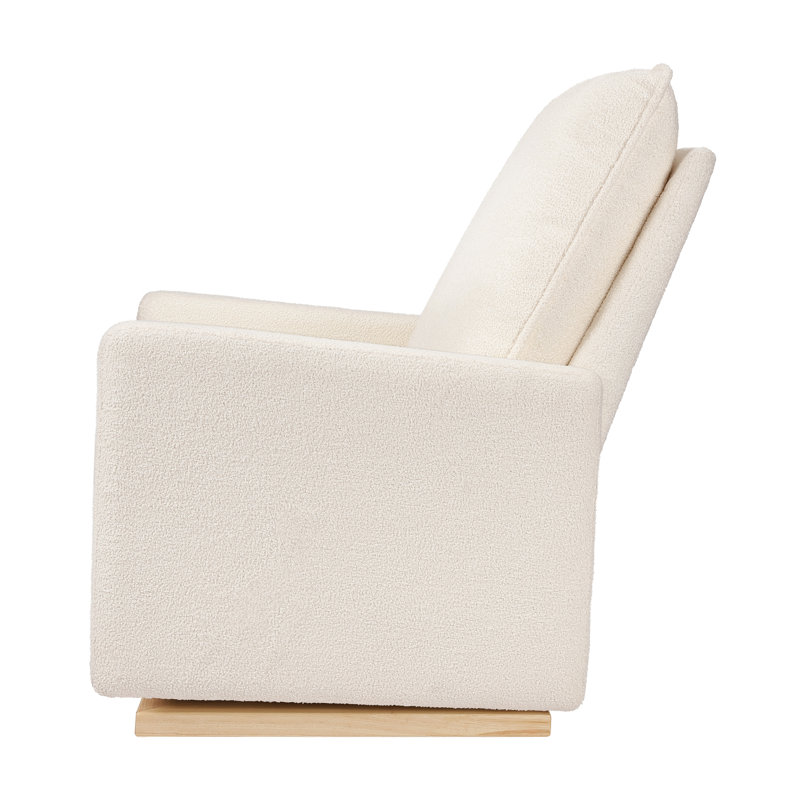 Chantilly Fleece Pillowback Glider with Light Wood Base
