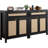 The Sideboard Buffet Storage Cabinet Set of 2, Rattan Credenza Buffet Table-679653908