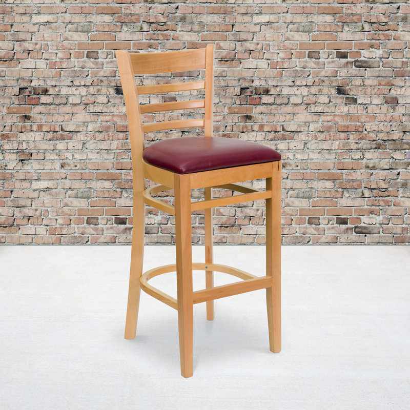 Tabouret de bar en bois Ladder Back, Naturel, Rouge