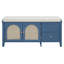 Banc à chaussures, banc à chaussures rétro avec rangement et coussin, banc à chaussures avec 2 tiroirs et 2 portes en rotin pour le vestibule-117250363