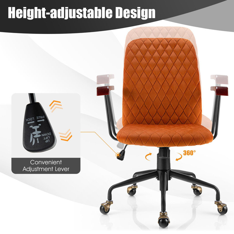 Limburg Velvet Task Chair, Orange