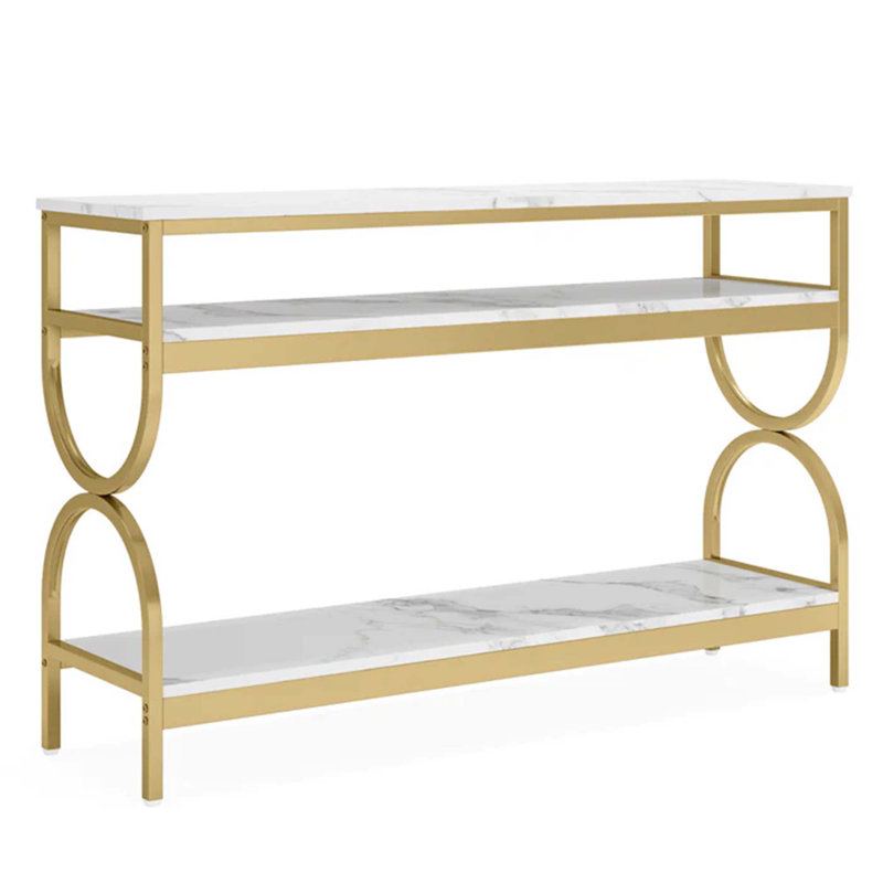 Faux Marble Sofa Table,3-Tier Bedside Table,Console Table,Foyer Table