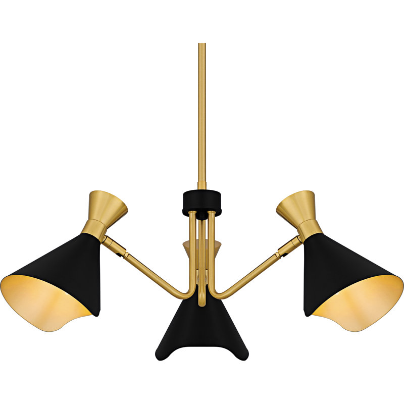 Alcala Matte Black Chandelier, 3 Lights, 9" H x 26" W x 26" D