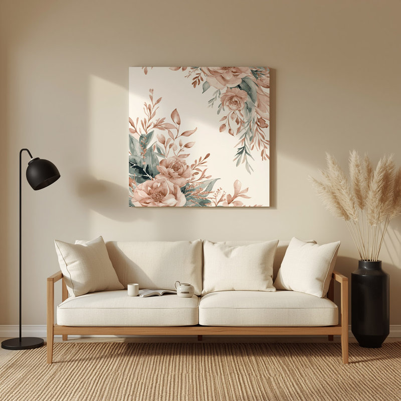 Aquarelle florale, art mural gris en métal 6, H 12 po x l 12 po