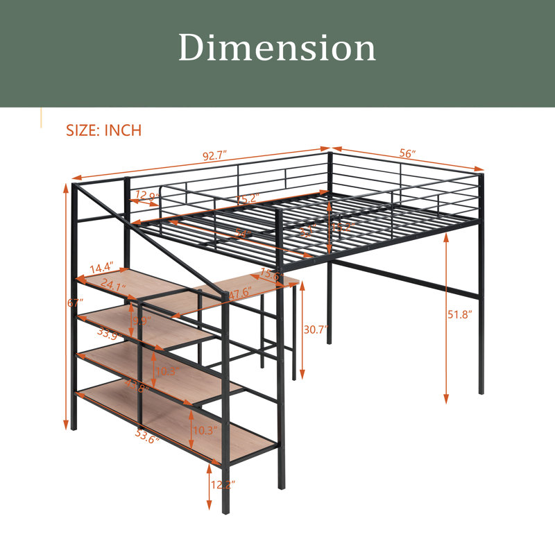 Dannicka Kids Full Loft Bed, Black