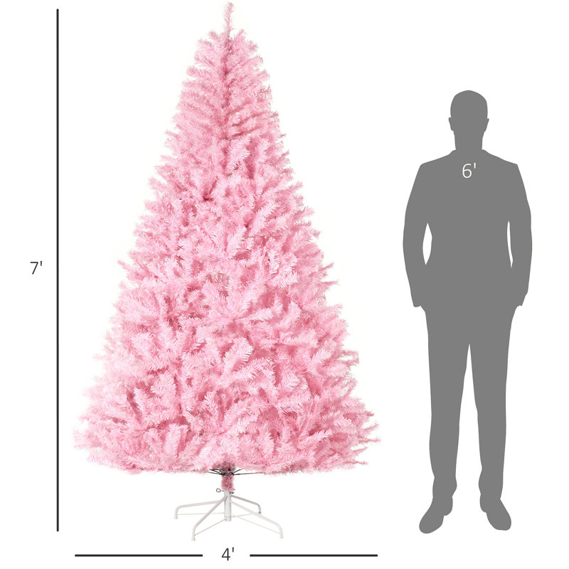 Arbres de Noël, arbres de Noël artificiels roses, avec ouverture automatique, base en acier, forme large pour la décoration intérieure de Noël