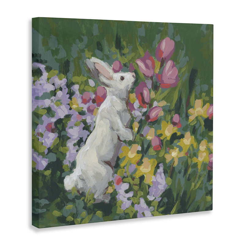 «Bunny in Garden Impression Canvas», conception par June Erica Vess, H 36 po x l 36 po