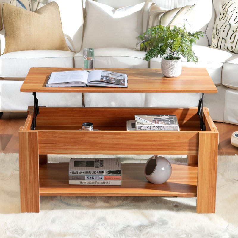 Najai 2 Tier Lift Top Coffee Table with Storage Living Room and Hidden Compartments