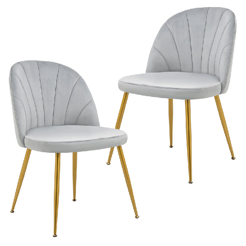 Modern Velvet Armless Side Dining Chairs, Gray