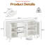 Buffet Farmhouse Buffet, rangement en bois rustique blanc de 55,5 pouces de largeur avec 3 tiroirs et portes escamotables, organisateur de bar à café pour la salle à manger, la cuisine et le salon-1826674351