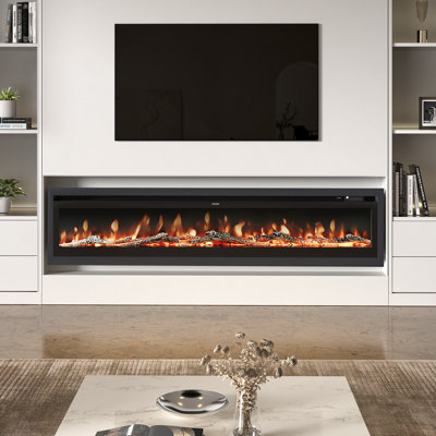 Metro Lane 203.2cm W Black Electric Fireplace with 5120 BTU