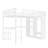 Queen Size Metal Loft Bed Frame with Desk, Built-in Wardrobe and Storage Shelves, Space-Saving High Loft Bed, White