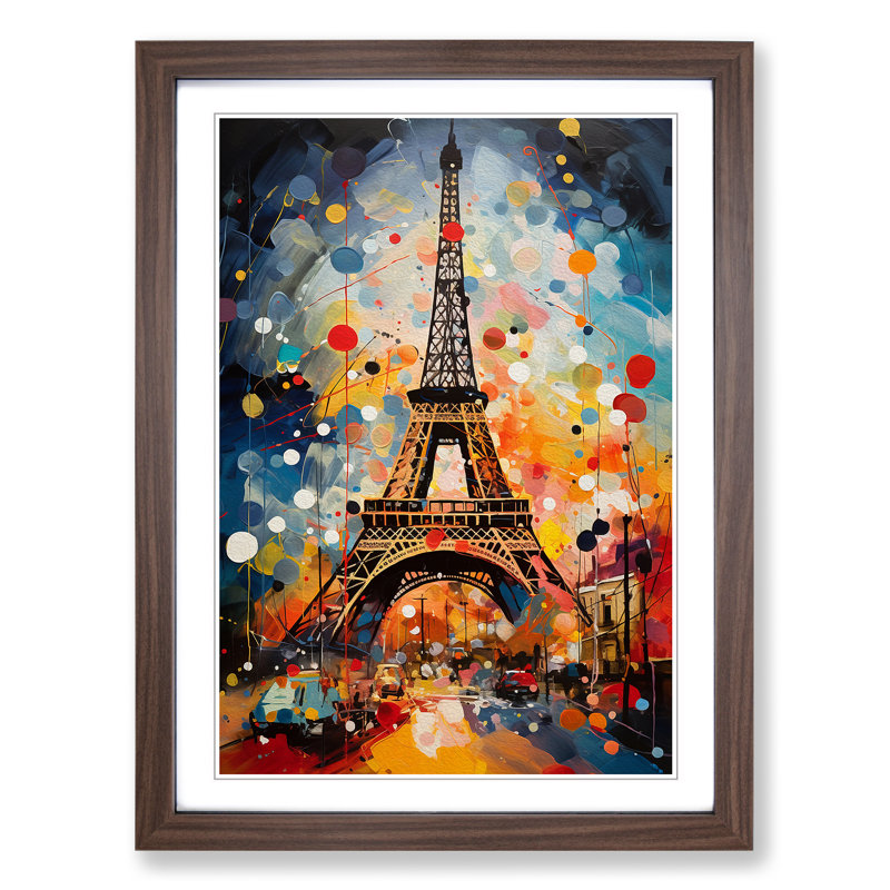 Eiffel Tower Dadaism - Single Picture Frame Print on Wood, 64" H x 46" W x 2" D, Walnut