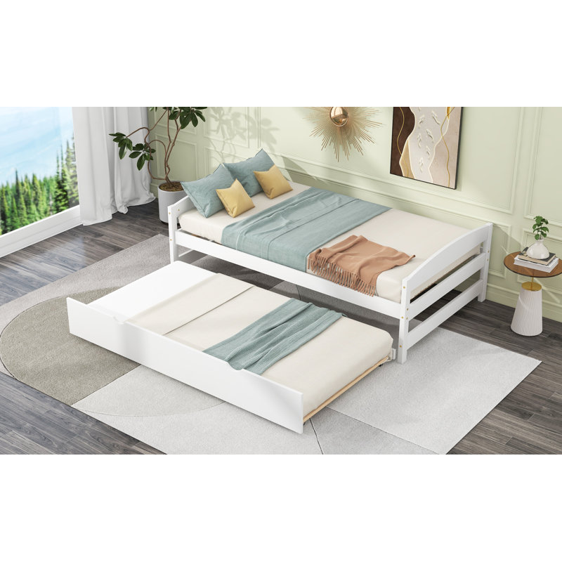 Lit plateforme simple avec lit gigogne, Blanc