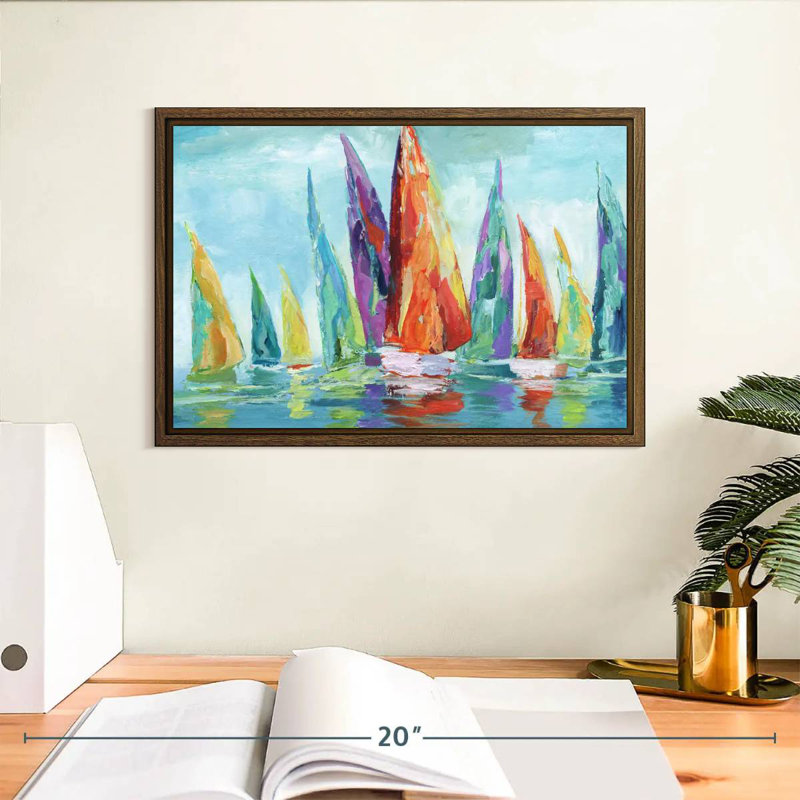 Fine Day Sailing I, 13" X 9", Floating Frame Walnut