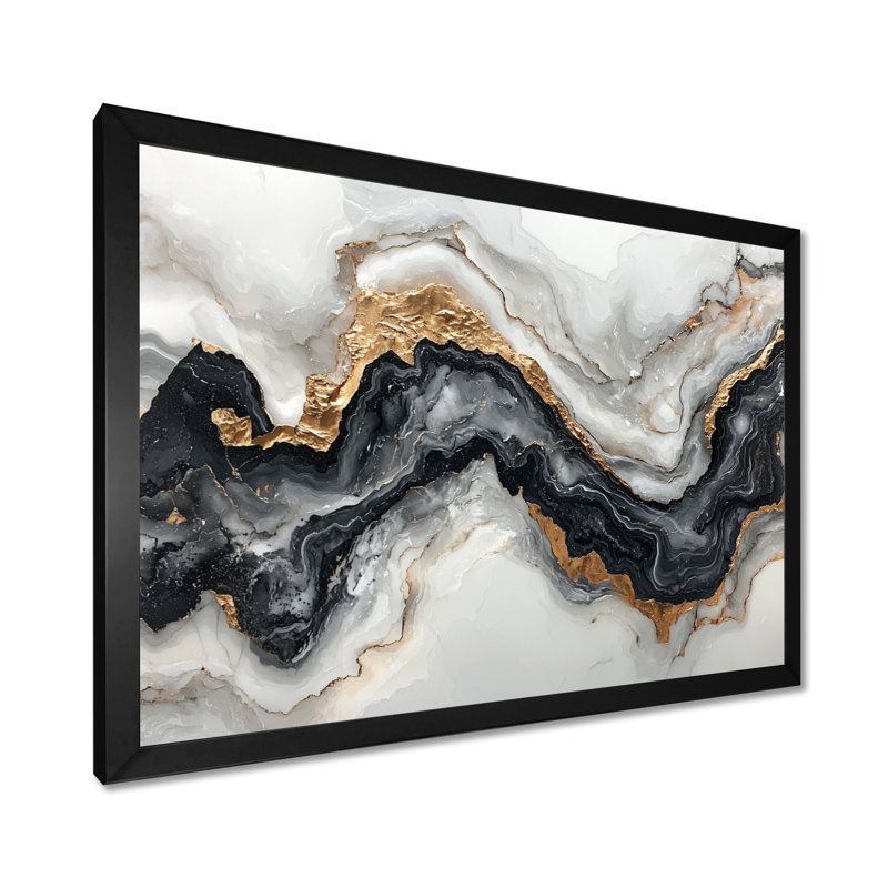 Altom - Abstract Wall Art, H 30 po x l 40 po, Cadre simple, Noir, noir, noir, noir