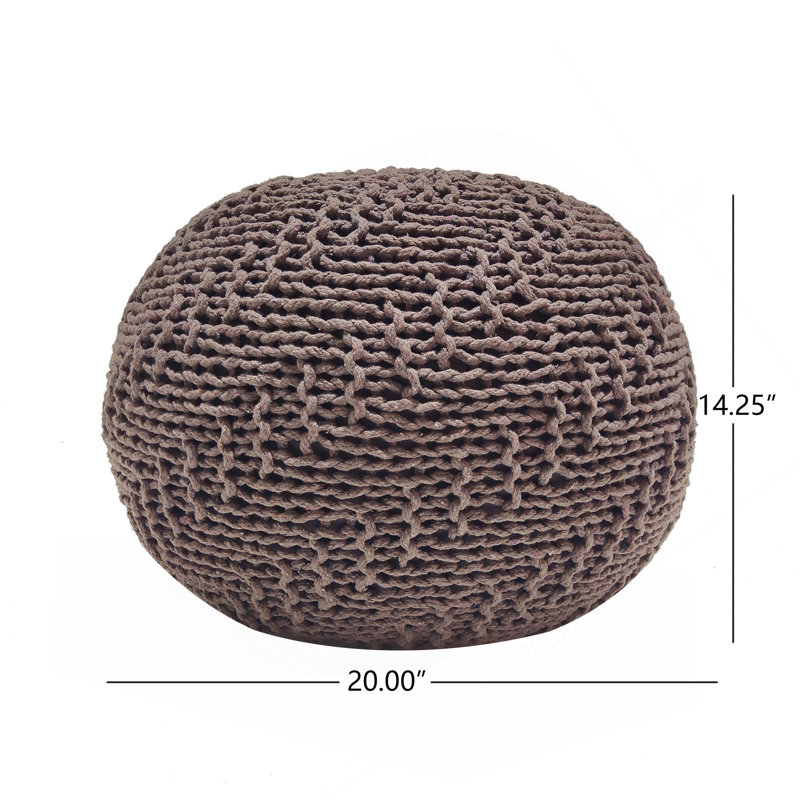 Hazel Pouf, Light Brown Cotton