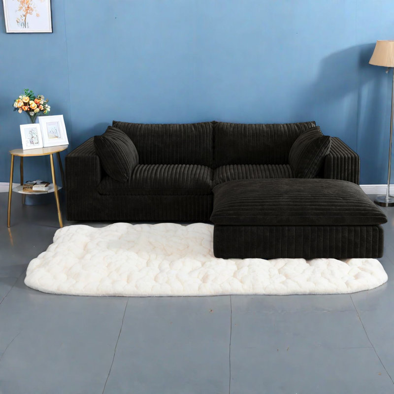 Spacious Corduroy Sofas, Modular Design, Comfortable Living Room Seating