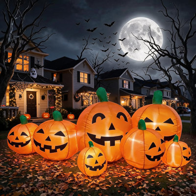Décorations gonflables pour citrouille d'Halloween de 2,3 m (7,5 pi), avec DEL