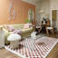 Tapis à poils longs rose / crème à carreaux Walker-1740906900