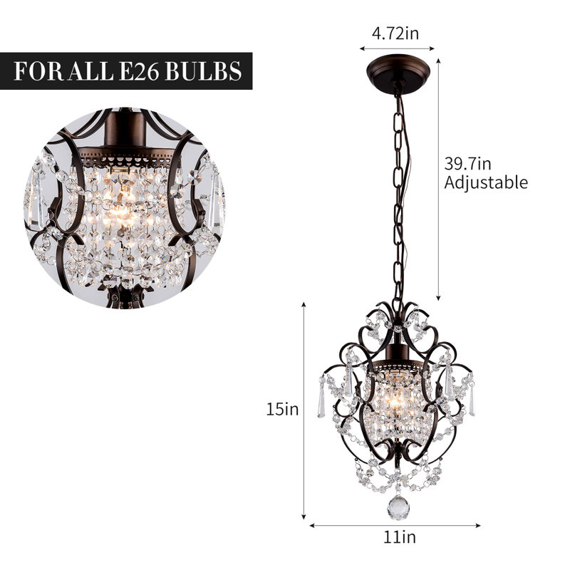 Luminaire suspendu 1 lumière Jelynn, Bronze
