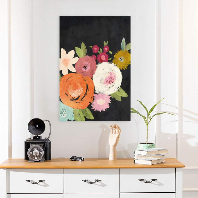 Art floral abstrait jardin contemporain, 24" H x 16" W