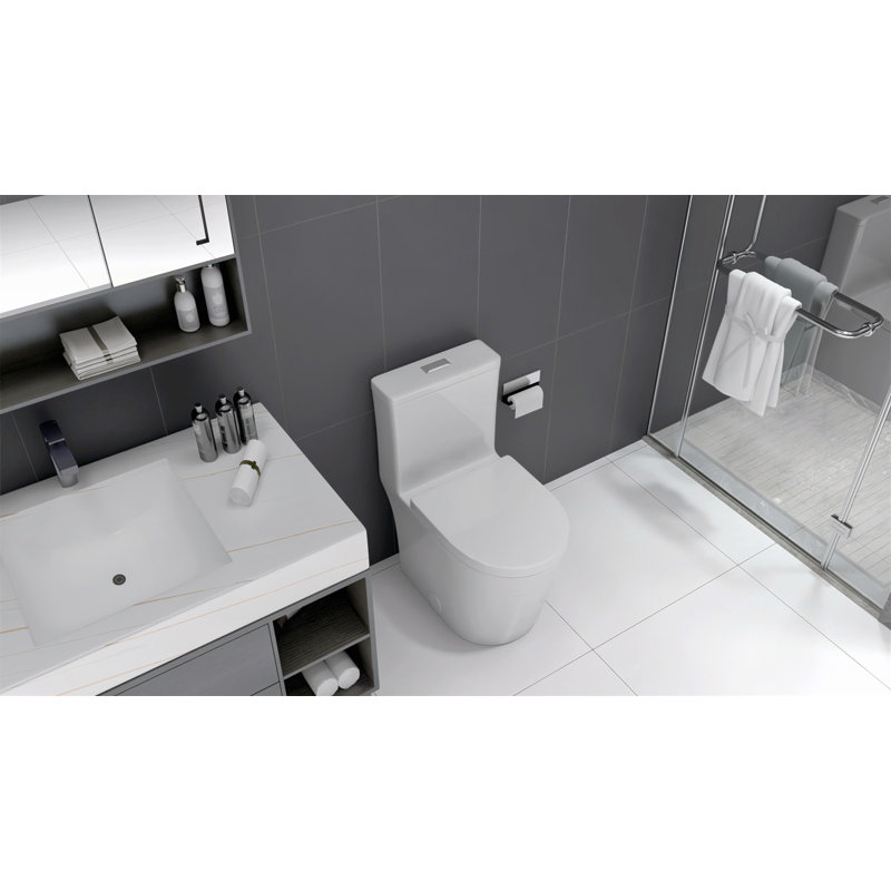 Small Compact One Piece Toilet Dual Flush,23 Inch Short Depth For Tiny Bathroom