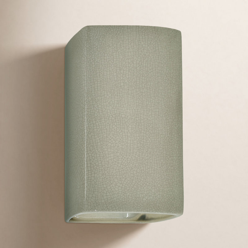 Nomad Ceramic LED Wall Light, Celadon Green Crackle, 9.5" H x 5.25" W x 4.5" D