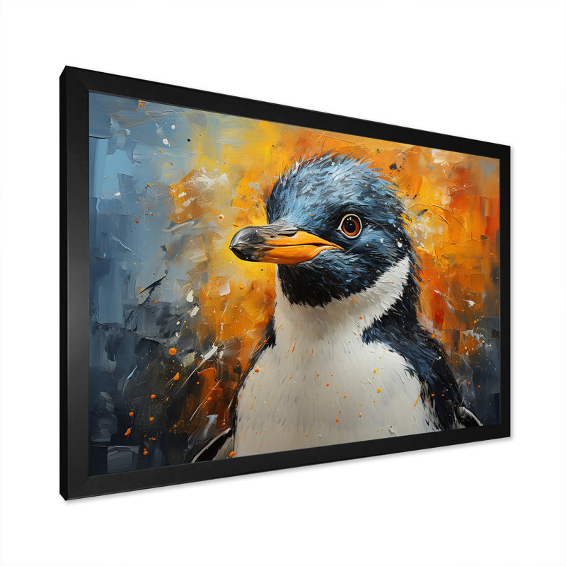 «Curious Penguin Portraits I», reproduction sur toile, H 16 po x l 32 po x P 1 po, Cadre photo noir simple