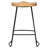 Mason Light Beige Counter Stool with Curved Solid Wood Seat and Black Metal Legs