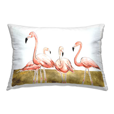 Coussin Flamingo Flock on Gold