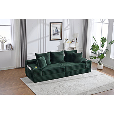 Upholstered Sofa Bed with Cup Holder and Side Pockets