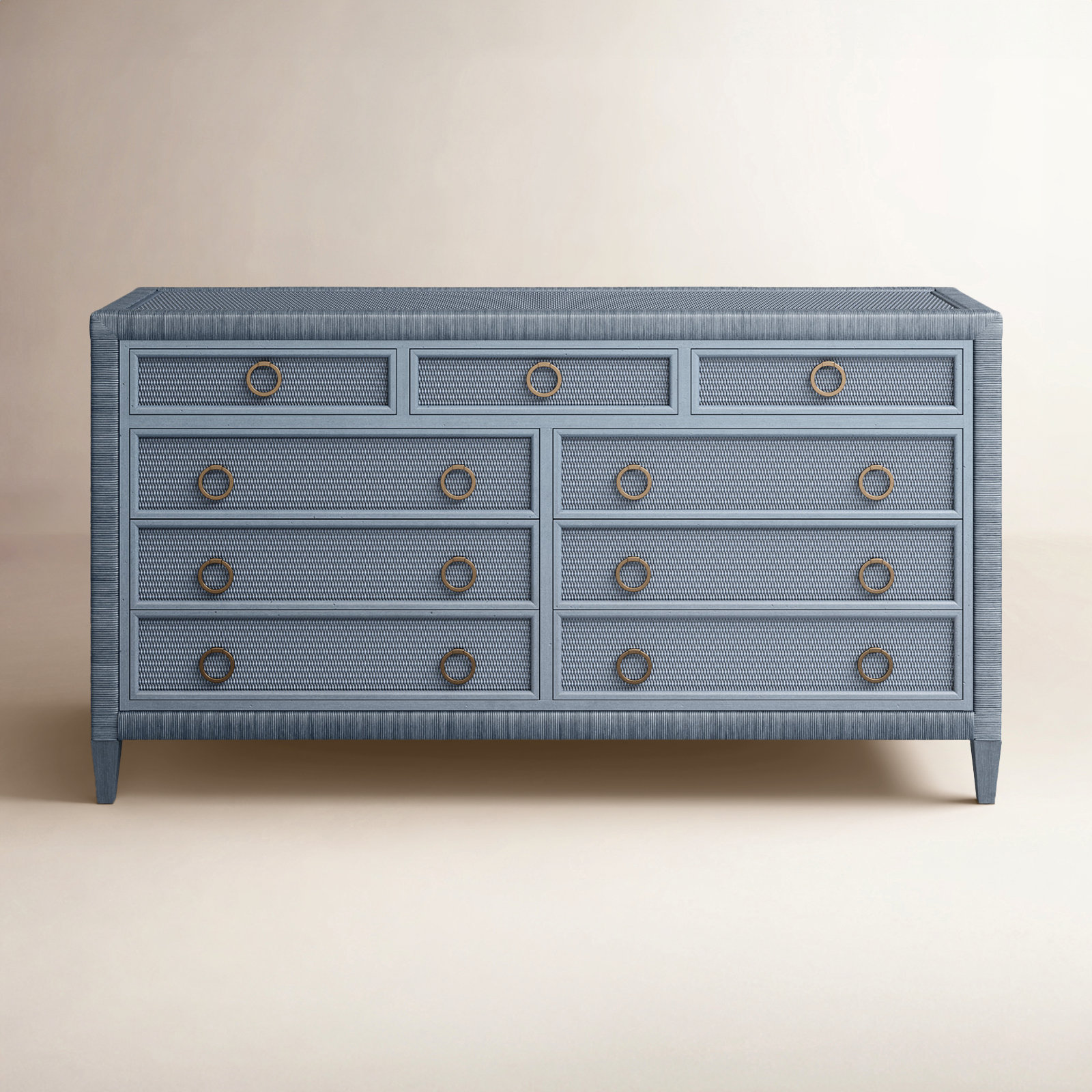 Warwick 64" Double Dresser, Sea Glass, Satin Brass