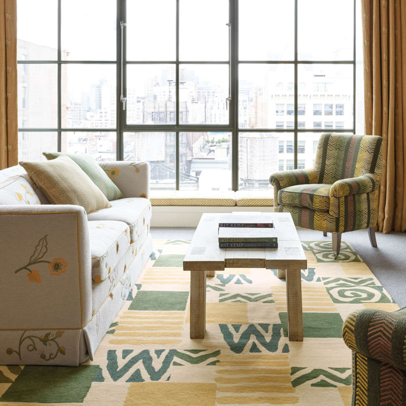Patchwork Hand Tufted Wool Rug, Runner 2'6" x 8'