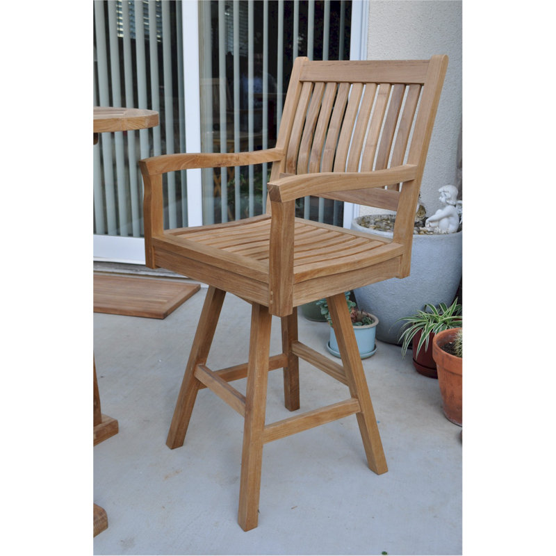 Rialto Outdoor Teak Swivel Bar Stool, (No Cushion)
