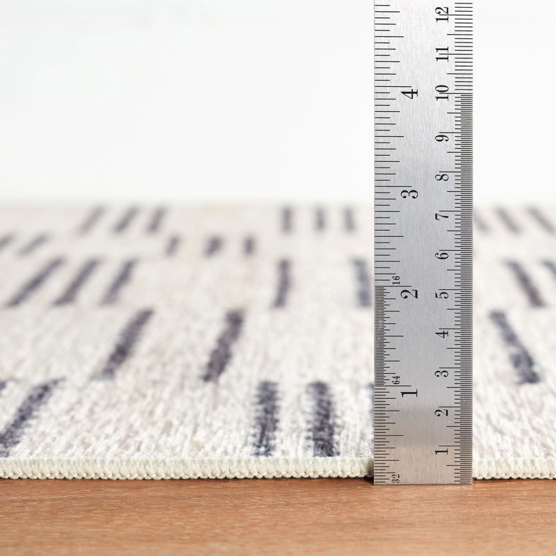 Leni Oatmeal Machine Washable Rug, Rectangle 3' x 5'