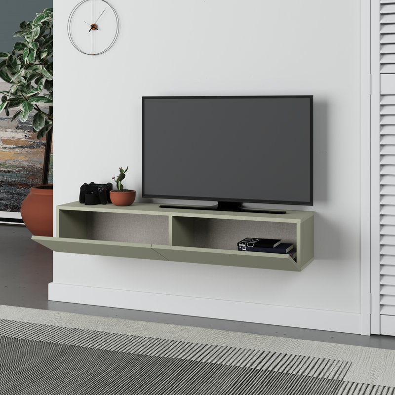 Bowning Wall-Mounted TV Stand for TVs Up to 42 Inches Stylish and Functional Entertainment Unit, Ash Green/Ash Green