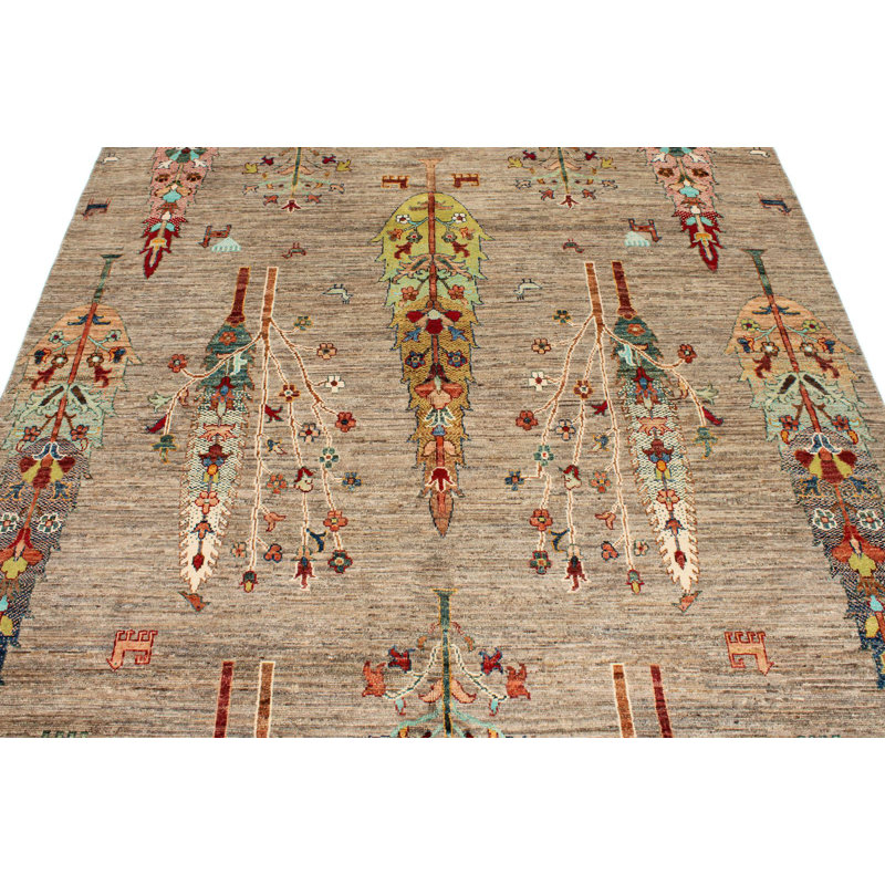 Tapis tribal brun et multicolore 6 x 9