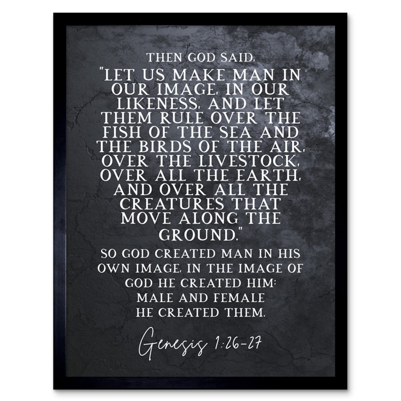 Genesis 1:26-27 Let Us Make Man In Our Image - Single Picture Frame Typography, 43.3cm H x 33.3cm W x 1.5cm D