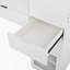 Meuble-lavabo polyvalent avec miroir et station de charge, coiffeuse avec 8 compartiments de rangement cachés, bureau d'ordinateur à 3 tiroirs, 2 armoires et tablettes ouvertes, bureau personnel, blanc