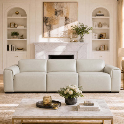 Canapé inclinable électrique en cuir véritable 111 pièces 3 pièces Thea