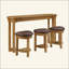 Ensemble de table de bar en bois à hauteur de comptoir, table de petit-déjeuner 4 pièces avec 3 tabourets de bar rembourrés en polyuréthane pour le salon et la salle à manger-1043383922