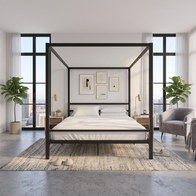 Mifflinville Canopy Bed, King, Black