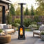 Chauffe-terrasse à granules de bois 70 000 BTU avec fenêtre et roues en verre, chauffe-terrasse pour l'extérieur, cour, utilisation commerciale