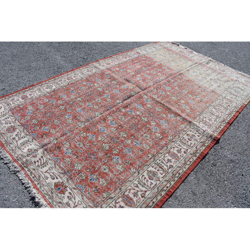 Grand tapis turc antique fait à la main en rouge pour le salon ou la chambre à coucher