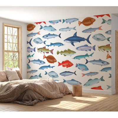 Papier peint de qualité supérieure - Motif de poisson coloré