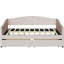 Lit de jour beige avec deux tiroirs et une structure solide - Élégant tissu d'ameublement confortable de taille simple-213643713