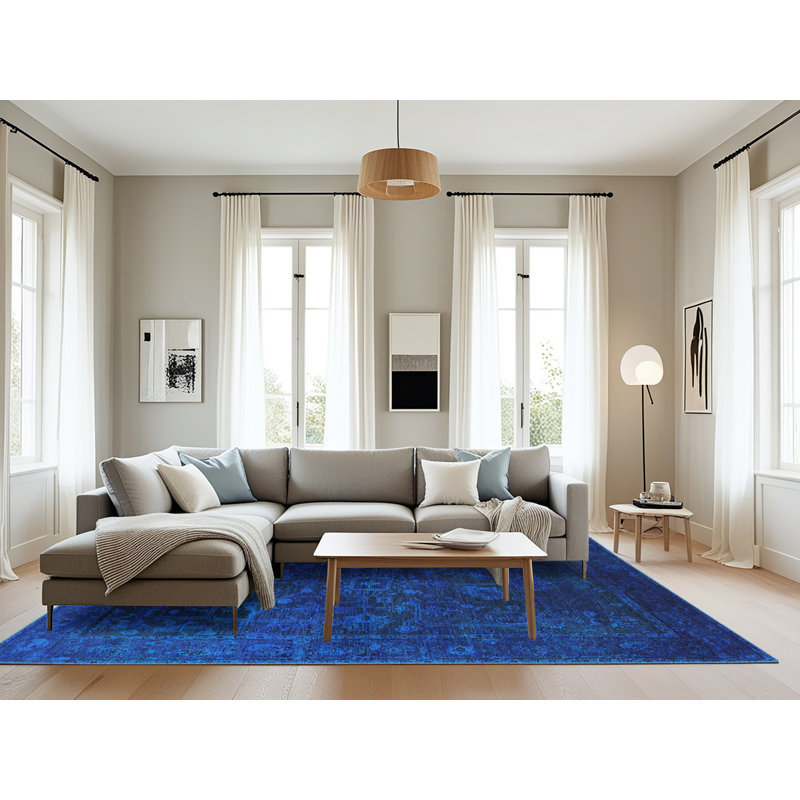 Tapis oriental bleu foncé Gemius, Rectangle 8 pi x 12 pi