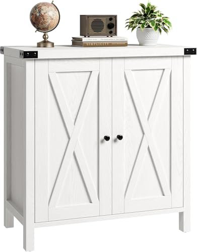 Sideboard Buffet Cabinet with Adjustable Shelf, Modern Farmhouse Kitchen Storage Cabinet, White